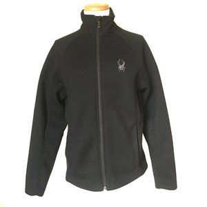 Spyder Black Ribbed Knit Zip Up Jacket S